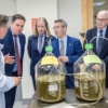 Dr. Patrick Ward Europe & Asia Pacific Applications Manager at Alltech explains some of the lab's innovations to Minister Martin Heydon, Department of Agriculture, Food, Fisheries and the Marine Ireland, Dr. Mark Lyons, Alltech president and CEO, Minister Andrew Muir, Department of Agriculture, Environment and Rural Affairs Northern Ireland, and CEO and Rory Mullen Head of Biopharma and Food at IDA Ireland. © Finbarr O'Rourke.