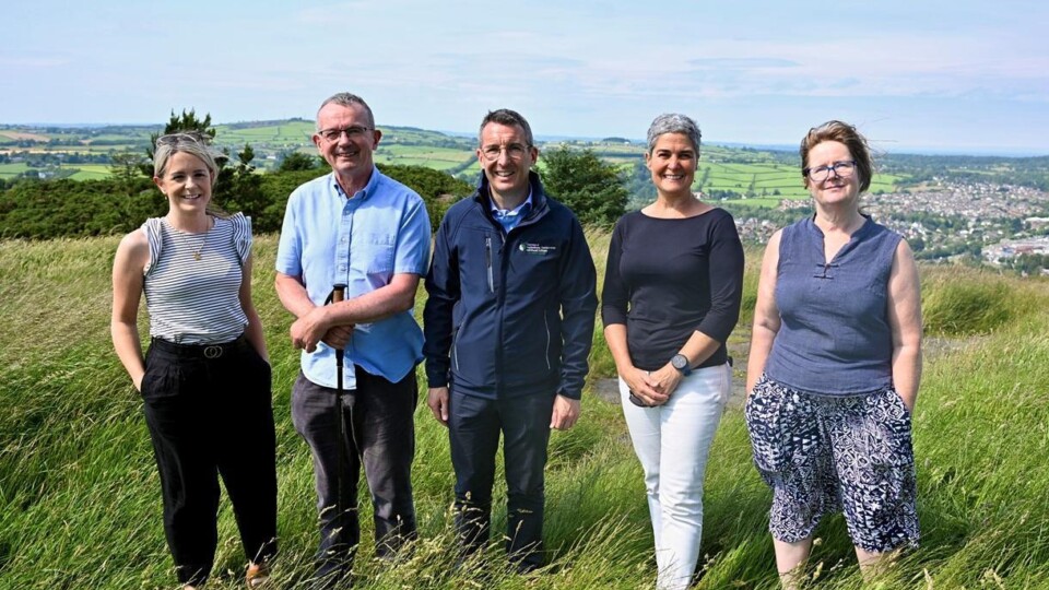 DAERA Minister pictured with Claire Andrews NIEA, Dawson Stelfox MBE Outscape Chairperson, Caro-lynne Ferris Outscape Executive Director and Maia Taylor NIEA.