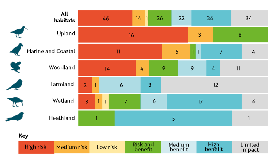 Projected Climate Vulnerability by risk category for 179 UK bird species